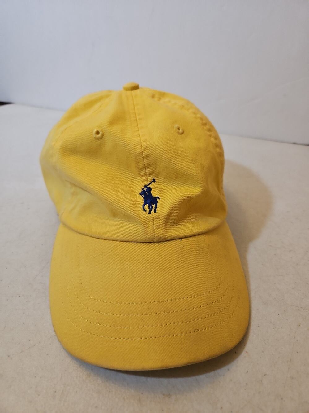 Vintage 90s Polo Ralph Lauren Yellow Hat Cap Worn Distressed